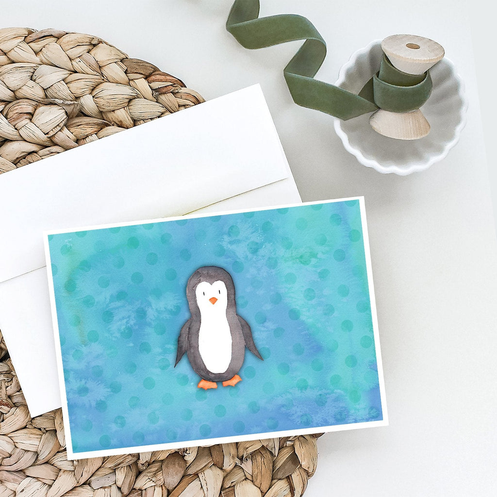 Polkadot Penguin Watercolor Greeting Cards Pack of 8 Blank Cards with Envelopes Whimsical A7 Size 5x7
