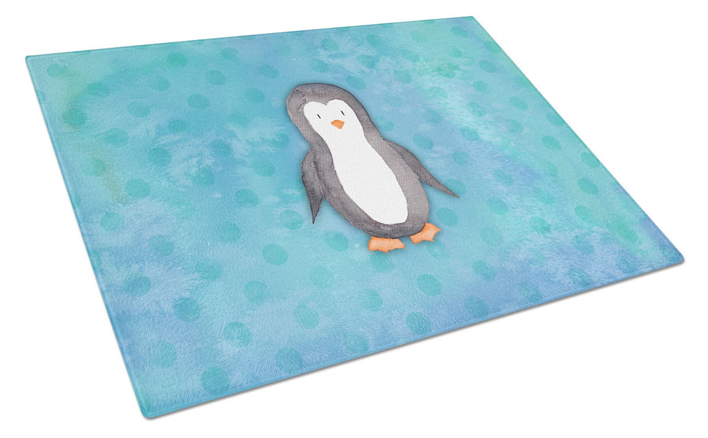 Polkadot Penguin Watercolor Cutting Board Tempered Glass Kitchen Cutting Surface, Heat Resistant Chopping, Non-Slip Feet, Food Prep & Serving