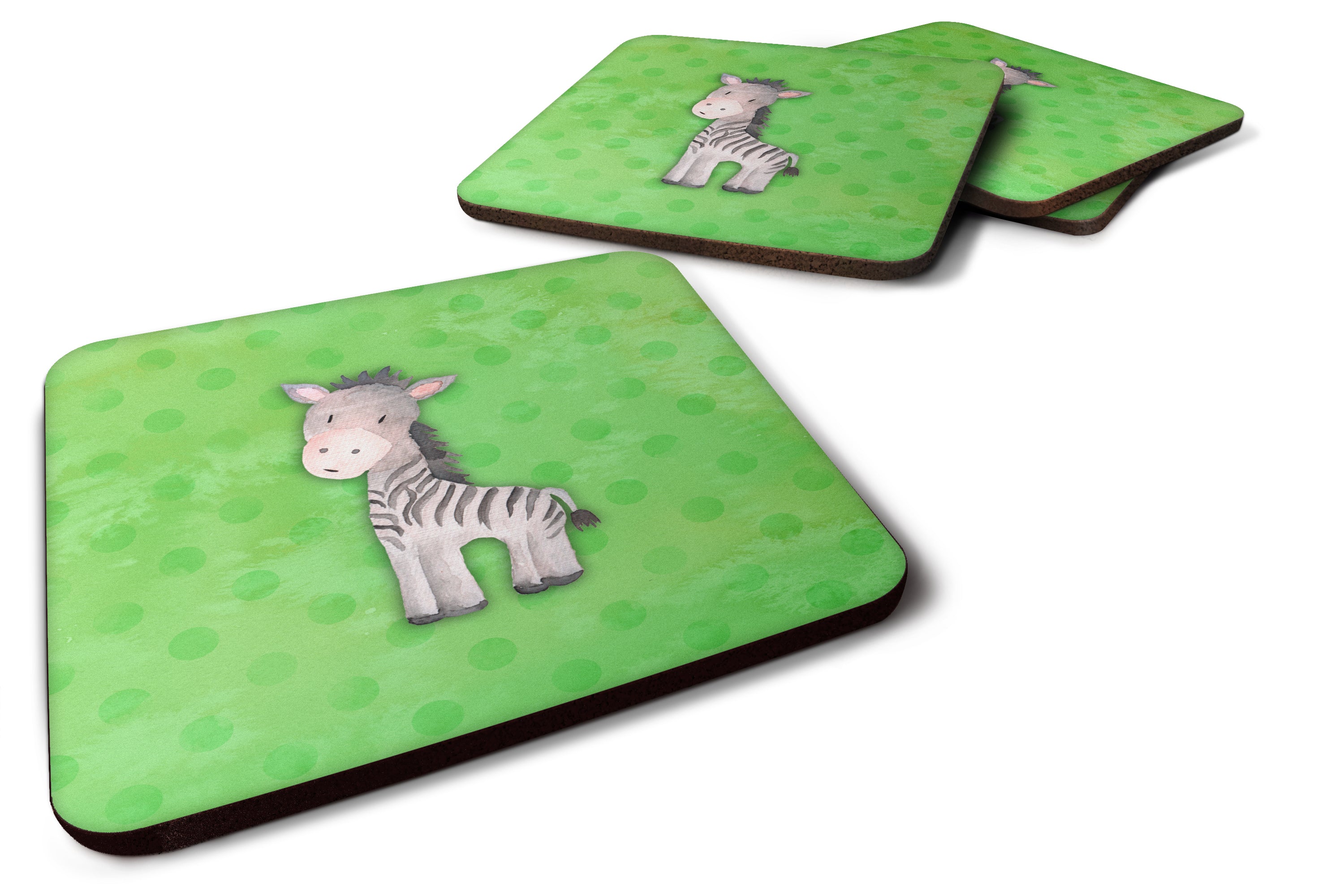 Polkadot Zebra Watercolor Foam Coasters Set of 4 Cup Coasters for Indoor Outdoor, Tabletop Protection, Anti Slip, Mouse pad Material