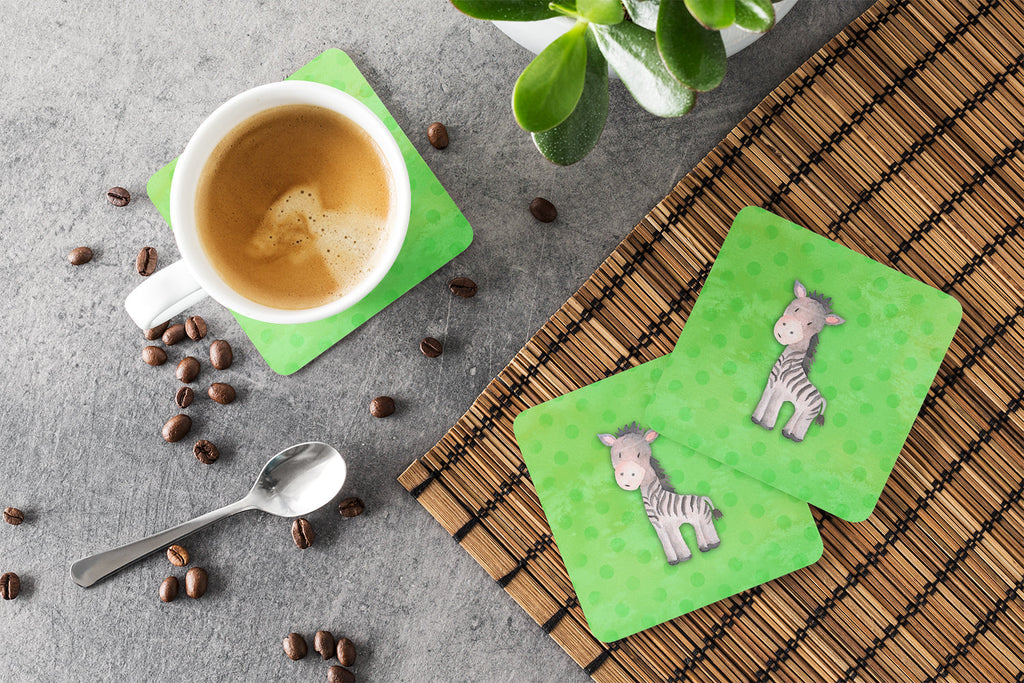 Polkadot Zebra Watercolor Foam Coasters Set of 4 Cup Coasters for Indoor Outdoor, Tabletop Protection, Anti Slip, Mouse pad Material