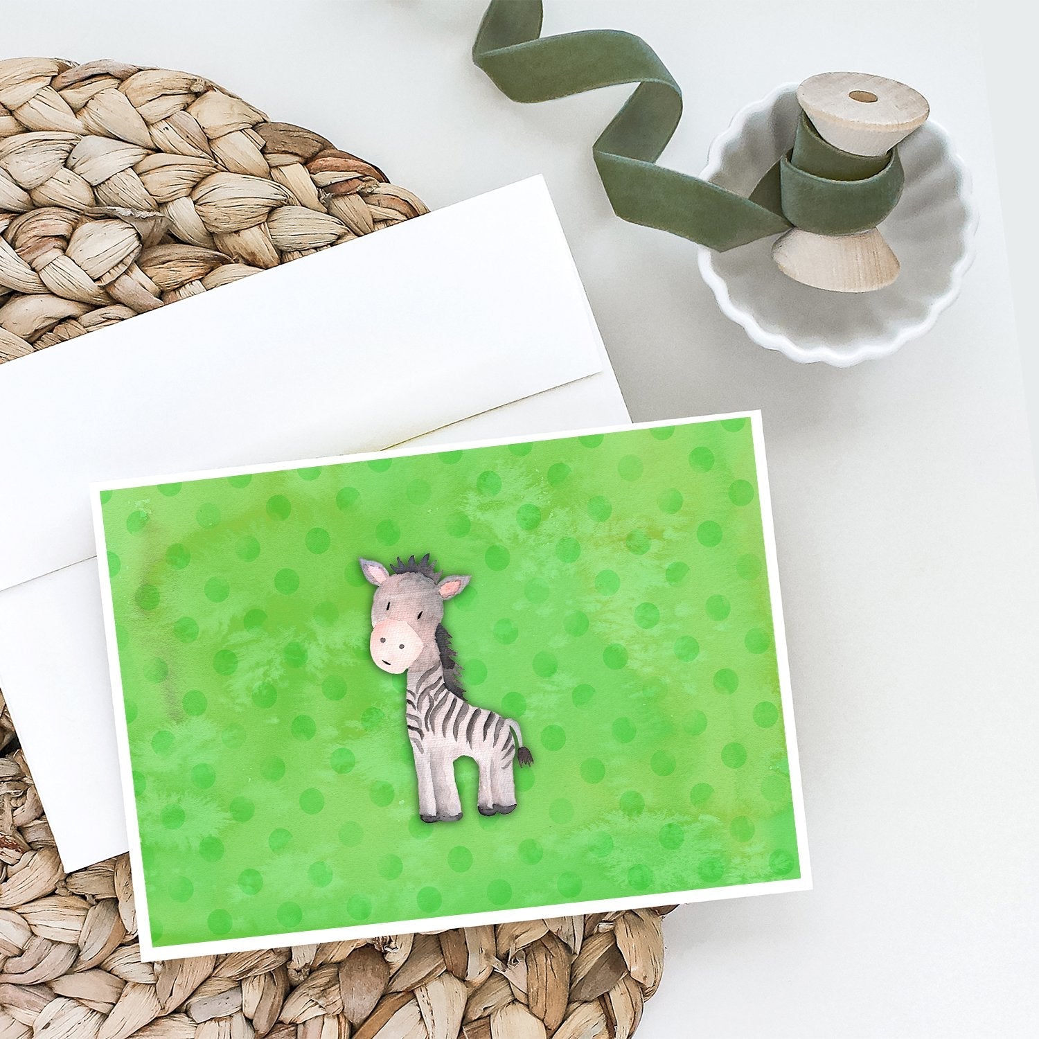 Polkadot Zebra Watercolor Greeting Cards Pack of 8 Blank Cards with Envelopes Whimsical A7 Size 5x7