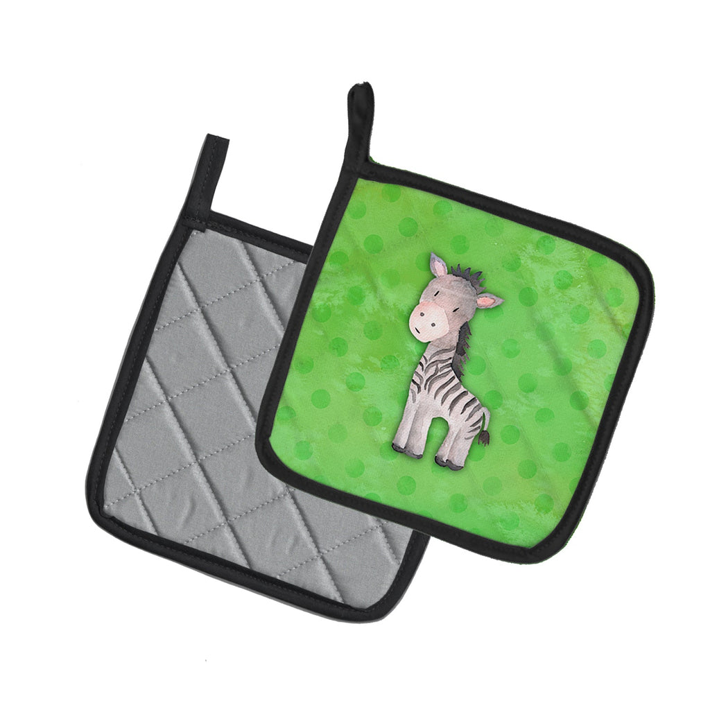 Polkadot Zebra Watercolor Pot Holder Set of 2 Heat Resistant Quilted Hot Pads 7.5 x 7.5 Inch, Insulated Kitchen Trivets for Cooking & Baking