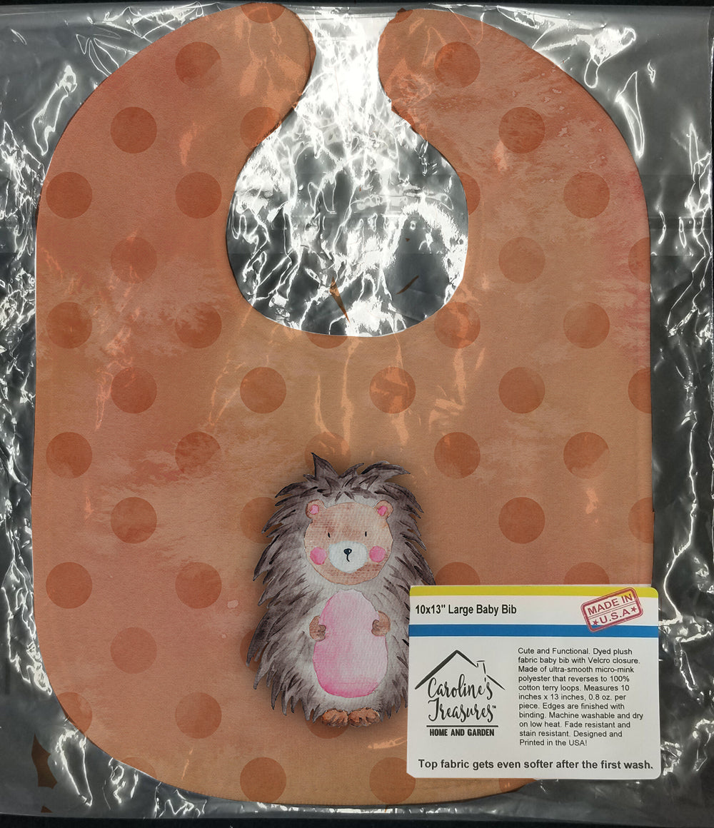 Polkadot Hedgehog Watercolor Baby Bib Easy-Clean Baby Bib Baby Feeding Accessory Baby Mealtime Essential, 10 x 13, Multicolor