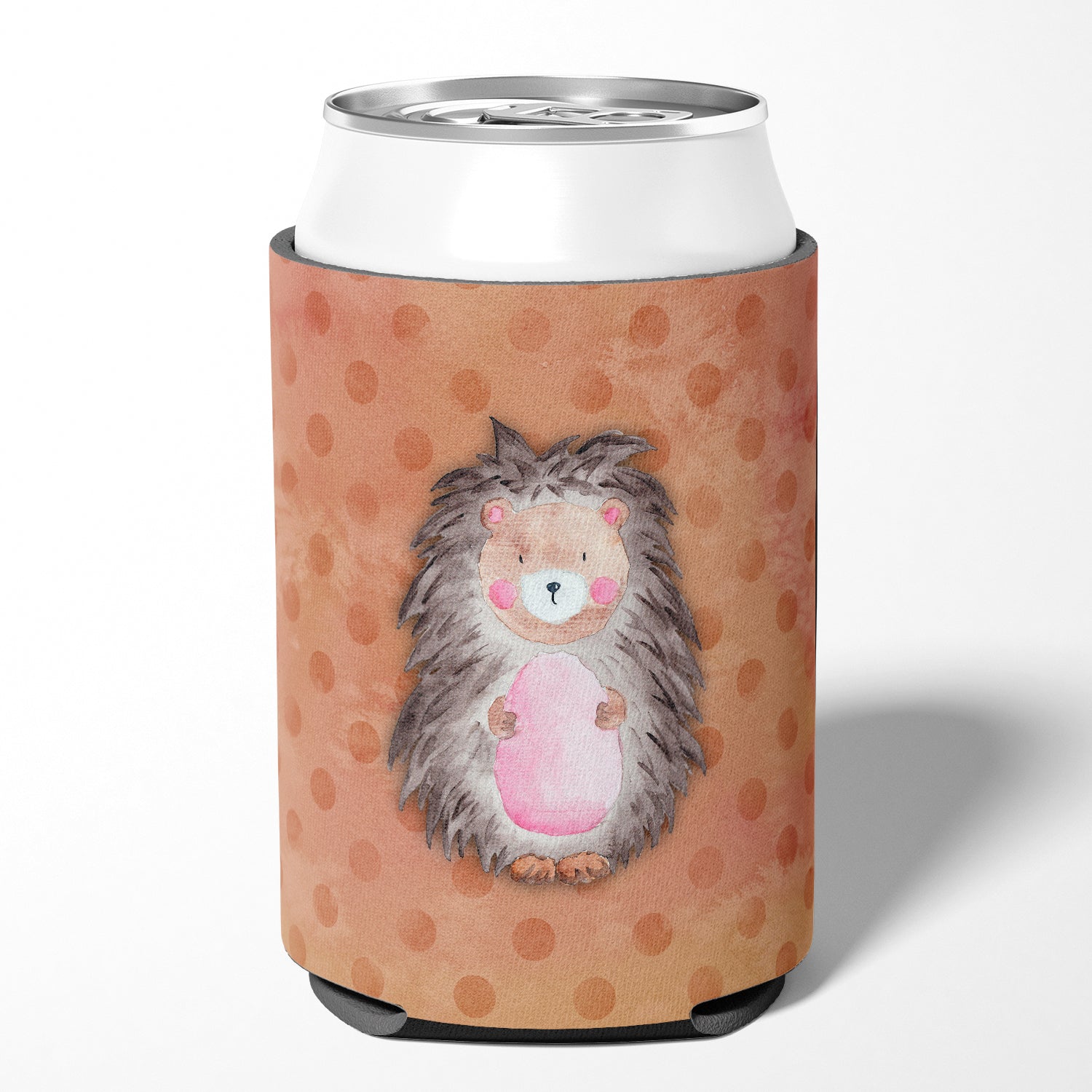 Polkadot Hedgehog Watercolor Can or Bottle Hugger Cooler Sleeve for Standard 12 oz Cans, Insulated Foam Beer & Soda Can Hugger Reusable