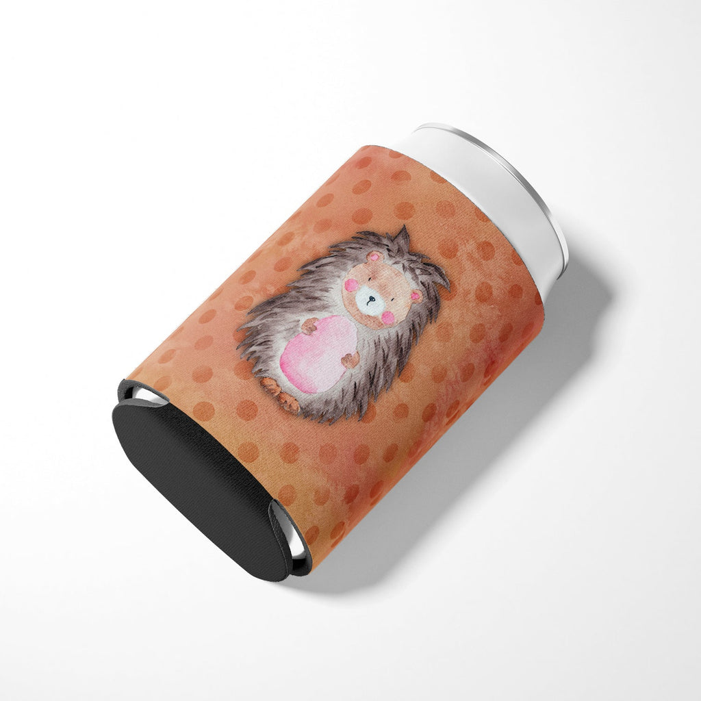 Polkadot Hedgehog Watercolor Can or Bottle Hugger Cooler Sleeve for Standard 12 oz Cans, Insulated Foam Beer & Soda Can Hugger Reusable