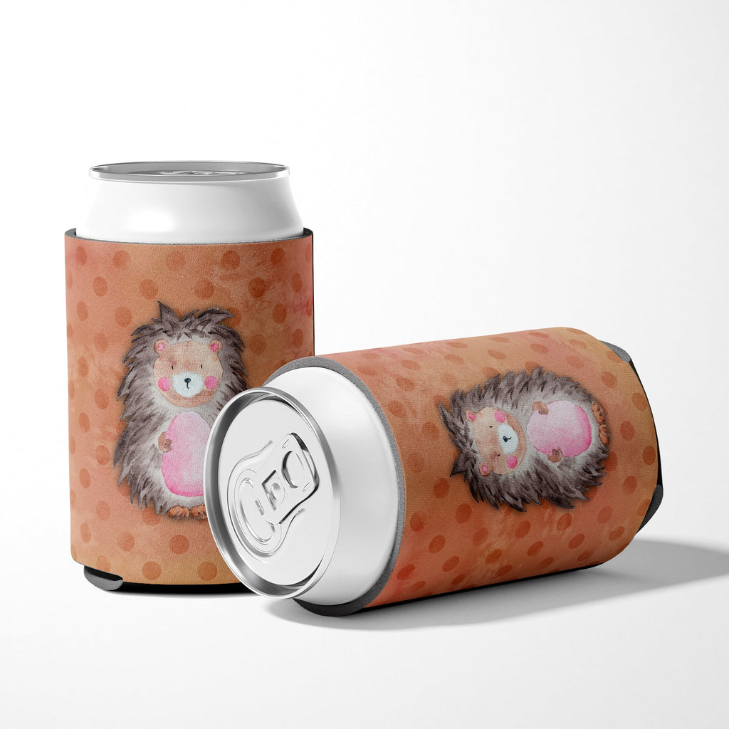 Polkadot Hedgehog Watercolor Can or Bottle Hugger Cooler Sleeve for Standard 12 oz Cans, Insulated Foam Beer & Soda Can Hugger Reusable