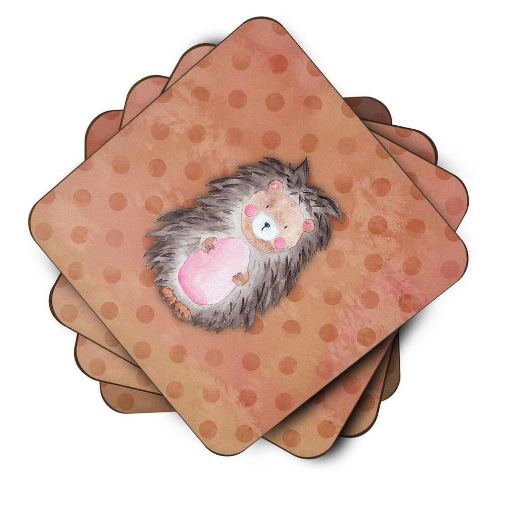 Polkadot Hedgehog Watercolor Foam Coasters Set of 4 Cup Coasters for Indoor Outdoor, Tabletop Protection, Anti Slip, Mouse pad Material