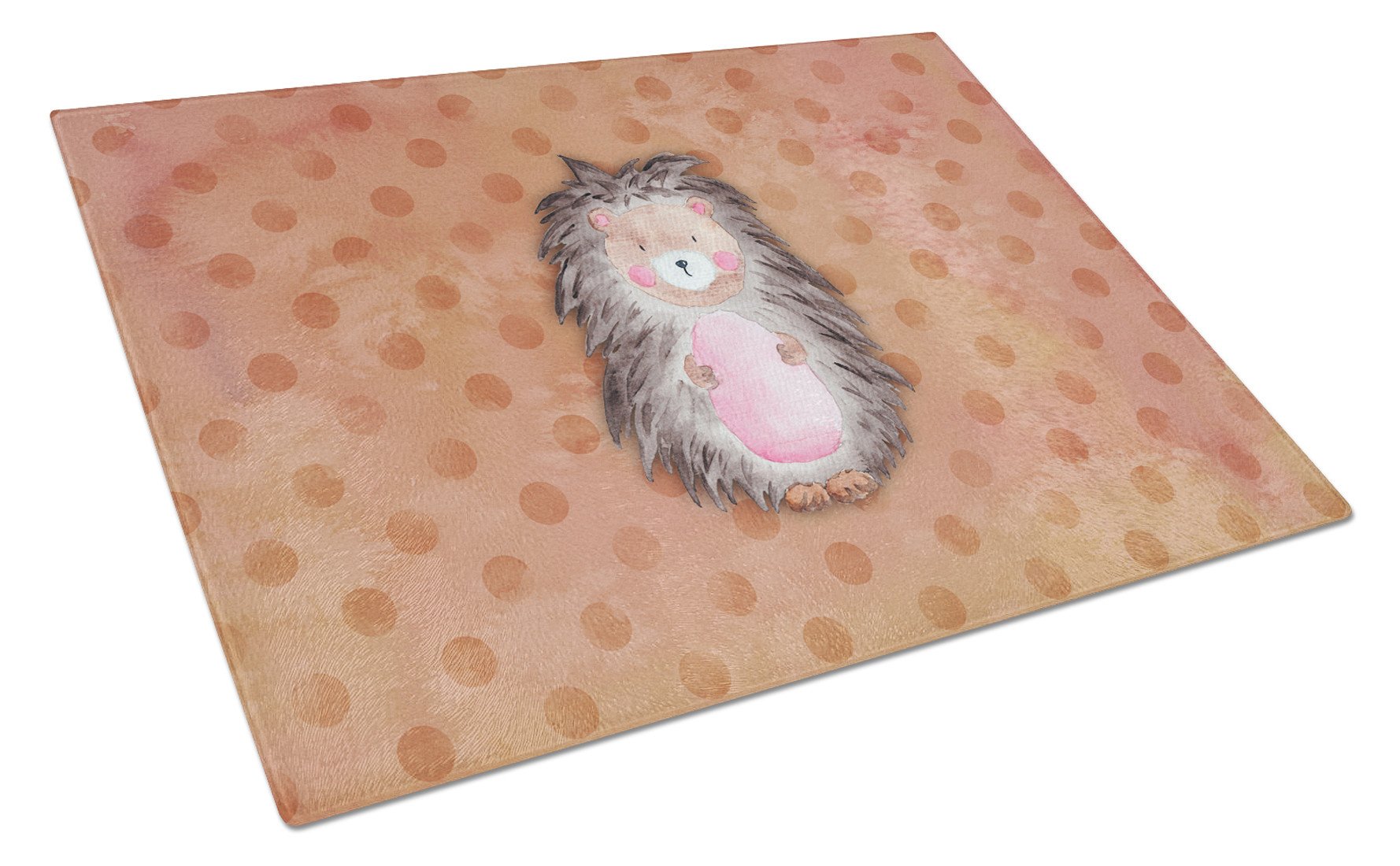 Polkadot Hedgehog Watercolor Cutting Board Tempered Glass Kitchen Cutting Surface, Heat Resistant Chopping, Non-Slip Feet, Food Prep & Serving