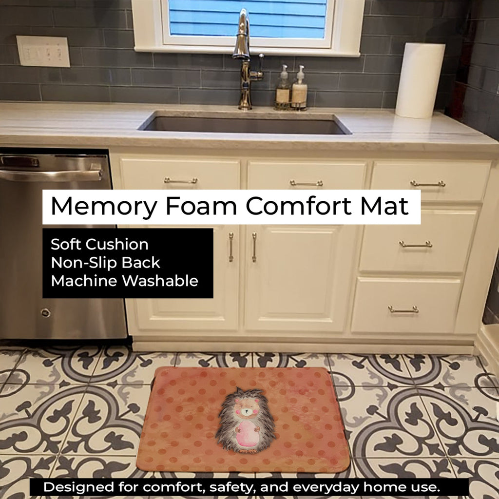 Polkadot Hedgehog Watercolor Memory Foam Kitchen Mat Machine Washable Anti-Fatigue Cushion Comfort Bath or Kitchen Rug