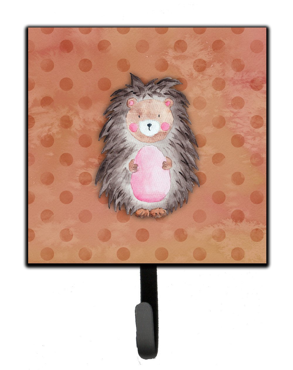 Polkadot Hedgehog Watercolor Leash or Key Holder Wall Hooks, Key Hooks Holder, Coat Rack Wall Mount, Coat Hooks, Hooks for Hanging Keys, Towels, Aprons, Leashes
