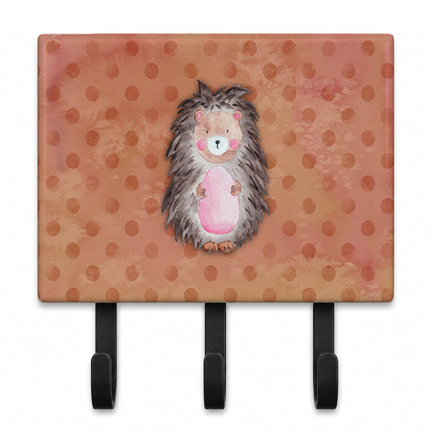 Polkadot Hedgehog Watercolor Leash or Key Holder Wall Hooks, Coat Rack Wall Mount, for Hanging Keys, Towels, Aprons, Leashes