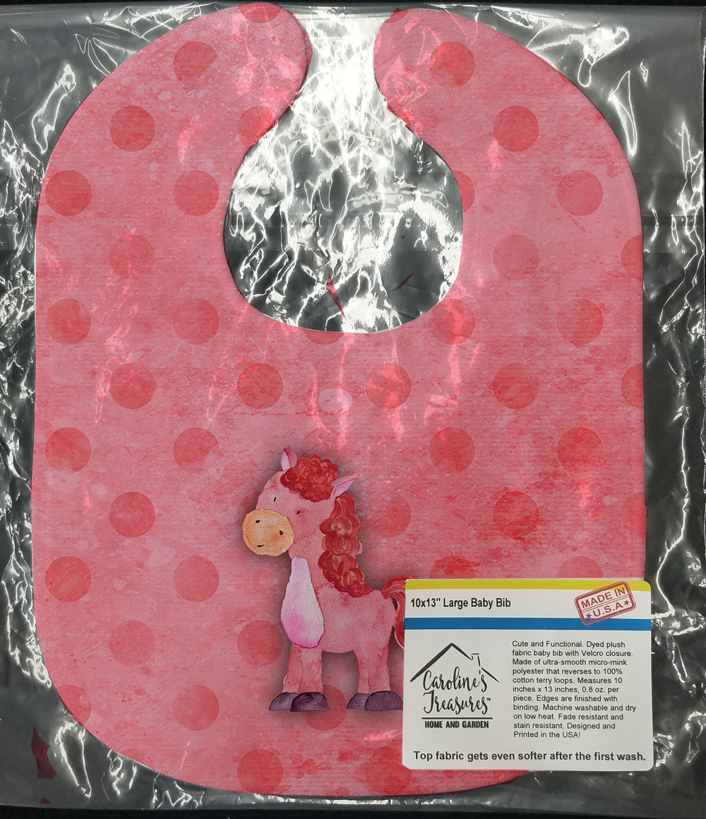 Polkadot Horse Watercolor Baby Bib Easy-Clean Baby Bib Baby Feeding Accessory Baby Mealtime Essential, 10 x 13, Multicolor