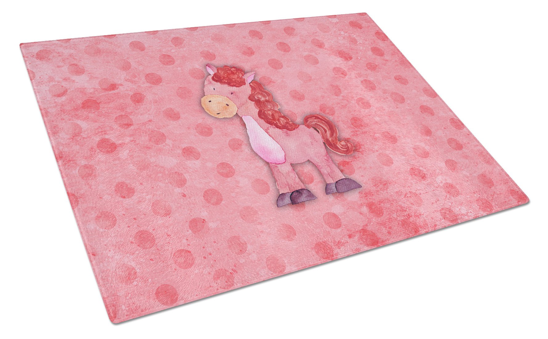 Polkadot Horse Watercolor Cutting Board Tempered Glass Kitchen Cutting Surface, Heat Resistant Chopping, Non-Slip Feet, Food Prep & Serving