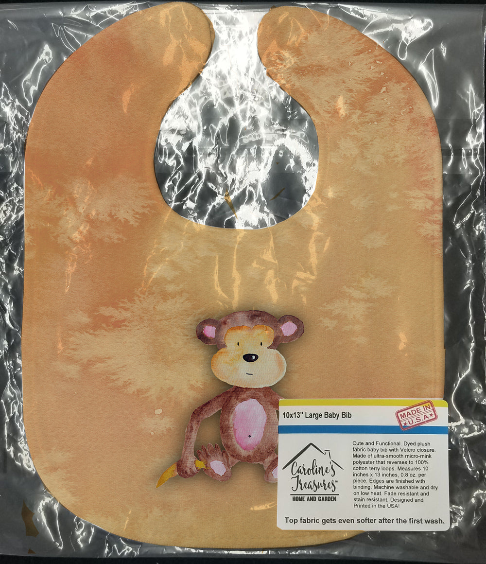 Monkey Watercolor Baby Bib Easy-Clean Baby Bib Baby Feeding Accessory Baby Mealtime Essential, 10 x 13, Multicolor