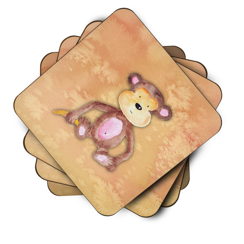 Monkey Watercolor Foam Coasters Set of 4 Cup Coasters for Indoor Outdoor, Tabletop Protection, Anti Slip, Mouse pad Material