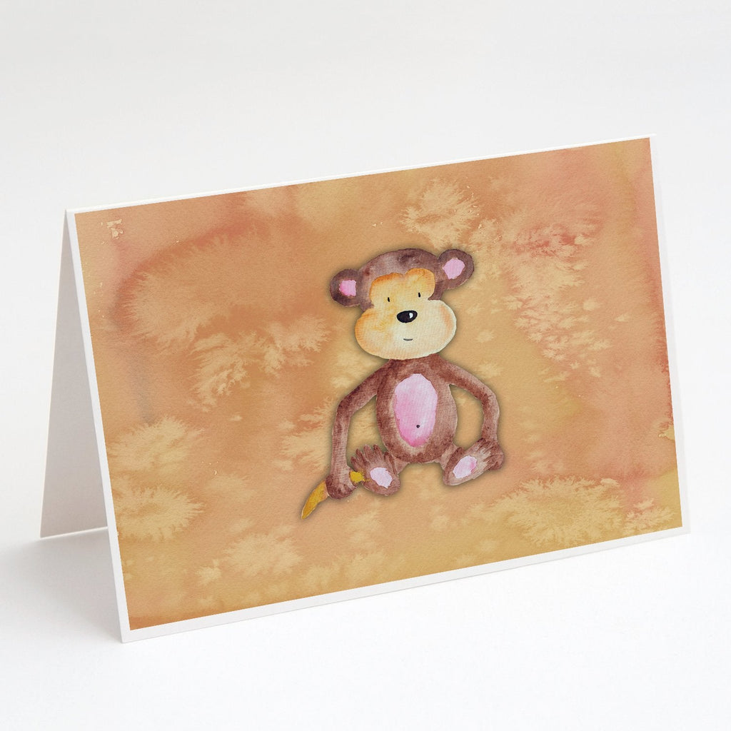 Monkey Watercolor Greeting Cards Pack of 8 Blank Cards with Envelopes Whimsical A7 Size 5x7