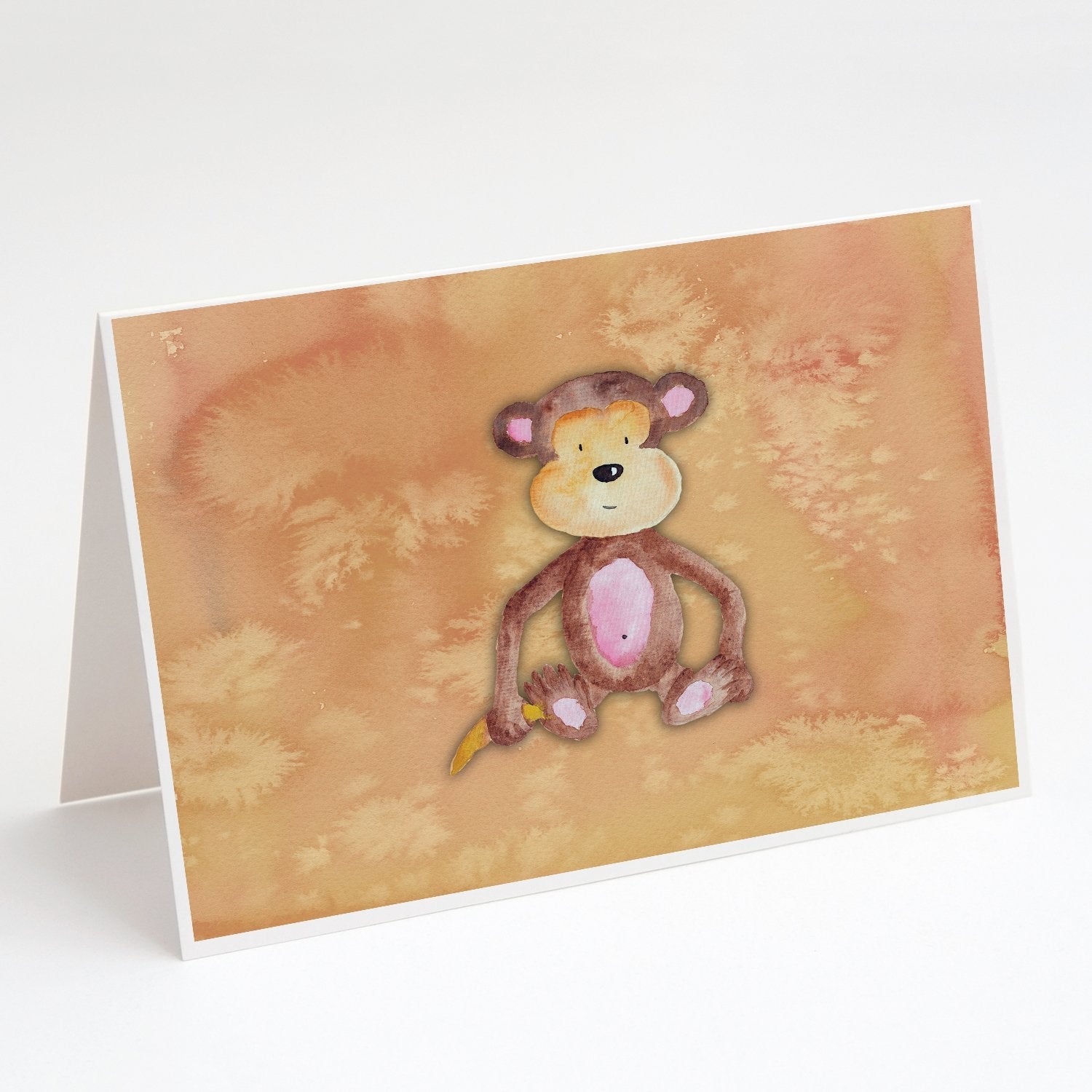 Monkey Watercolor Greeting Cards Pack of 8 Blank Cards with Envelopes Whimsical A7 Size 5x7