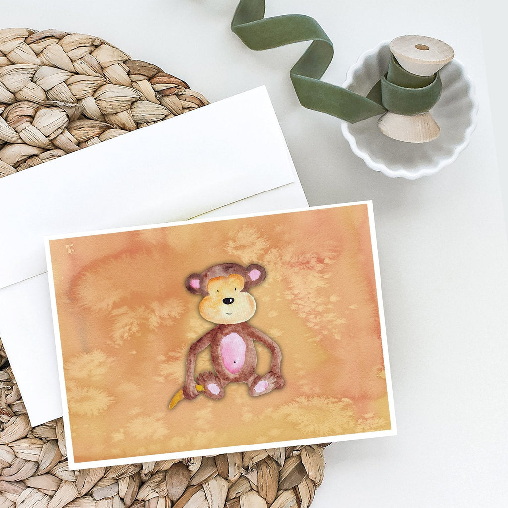 Monkey Watercolor Greeting Cards Pack of 8 Blank Cards with Envelopes Whimsical A7 Size 5x7