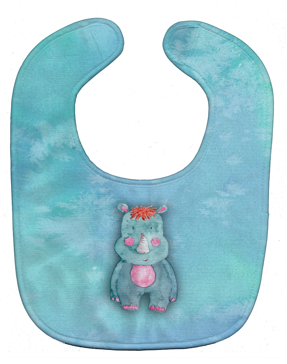 Rhinoceros Watercolor Baby Bib Easy-Clean Baby Bib Baby Feeding Accessory Baby Mealtime Essential, 10 x 13, Multicolor