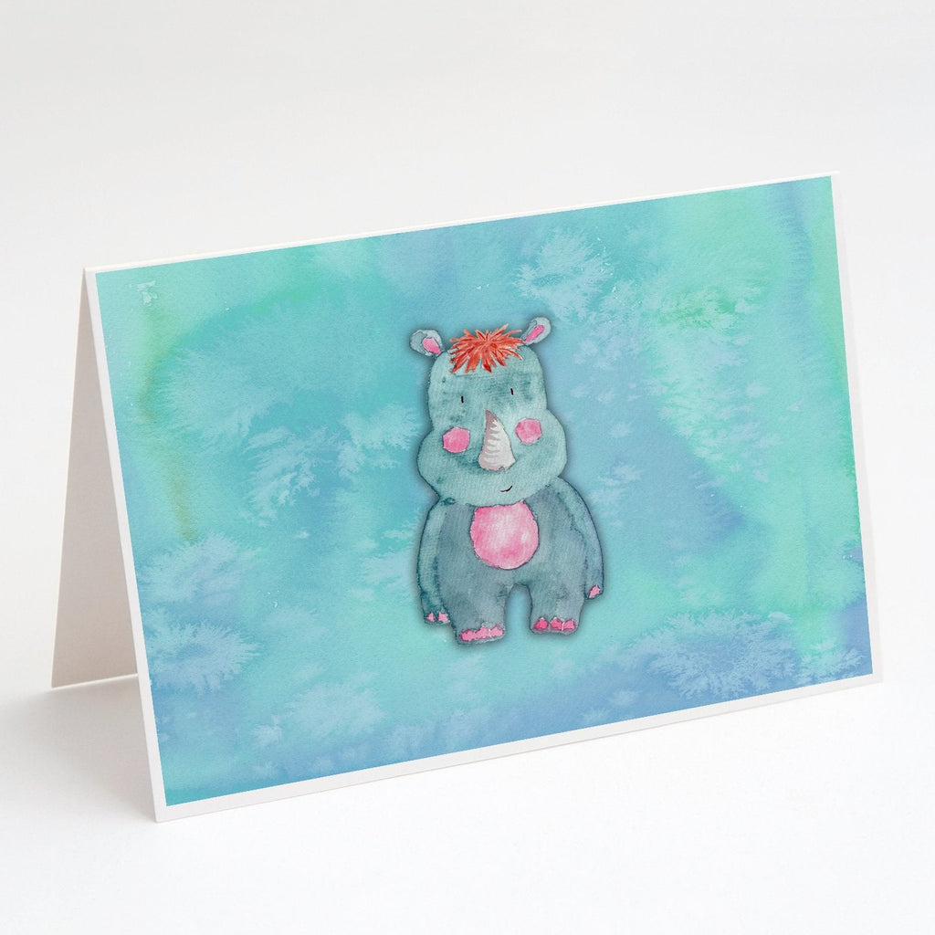 Rhinoceros Watercolor Greeting Cards Pack of 8 Blank Cards with Envelopes Whimsical A7 Size 5x7