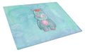 Rhinoceros Watercolor Cutting Board Tempered Glass Kitchen Cutting Surface, Heat Resistant Chopping, Non-Slip Feet, Food Prep & Serving