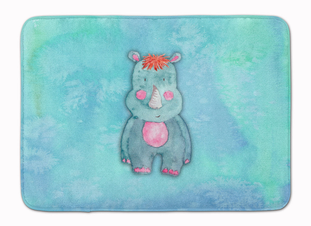 Rhinoceros Watercolor Memory Foam Kitchen Mat Machine Washable Anti-Fatigue Cushion Comfort Bath or Kitchen Rug