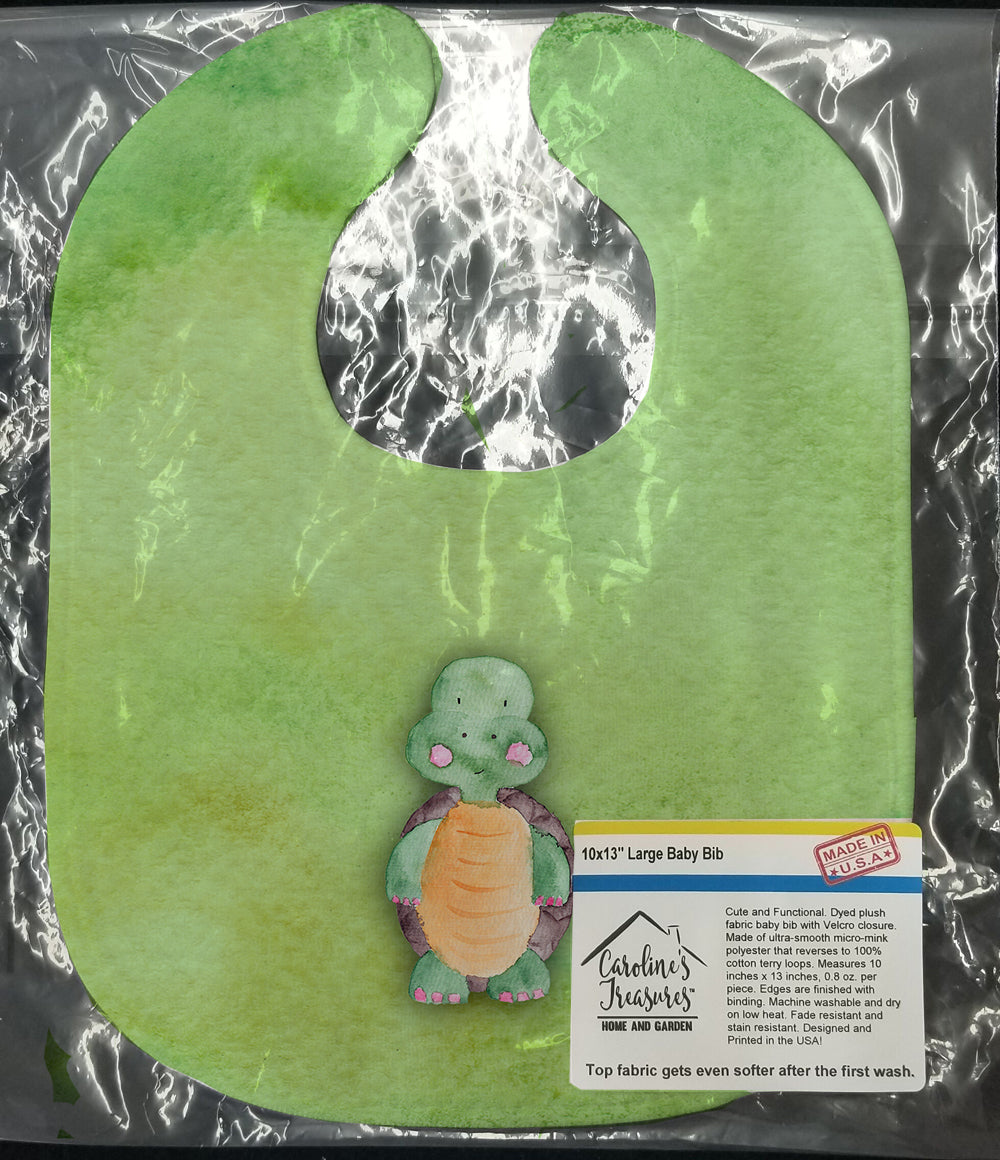 Turtle Watercolor Baby Bib Easy-Clean Baby Bib Baby Feeding Accessory Baby Mealtime Essential, 10 x 13, Multicolor