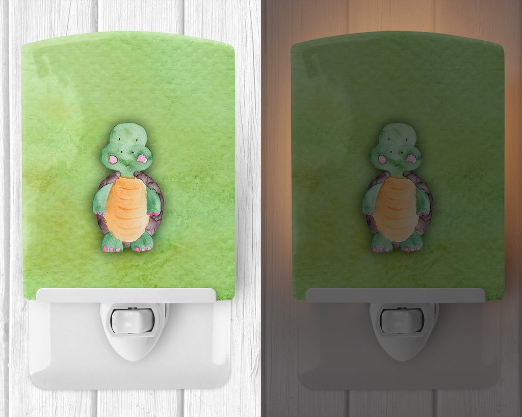 Turtle Watercolor Ceramic Night Light Compact, UL-Certified, Ideal for Bedroom, Bathroom, Nursery, Hallway, Kitchen, 6x4x3, Multicolor