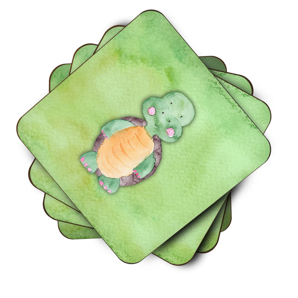 Turtle Watercolor Foam Coasters Set of 4 Cup Coasters for Indoor Outdoor, Tabletop Protection, Anti Slip, Mouse pad Material