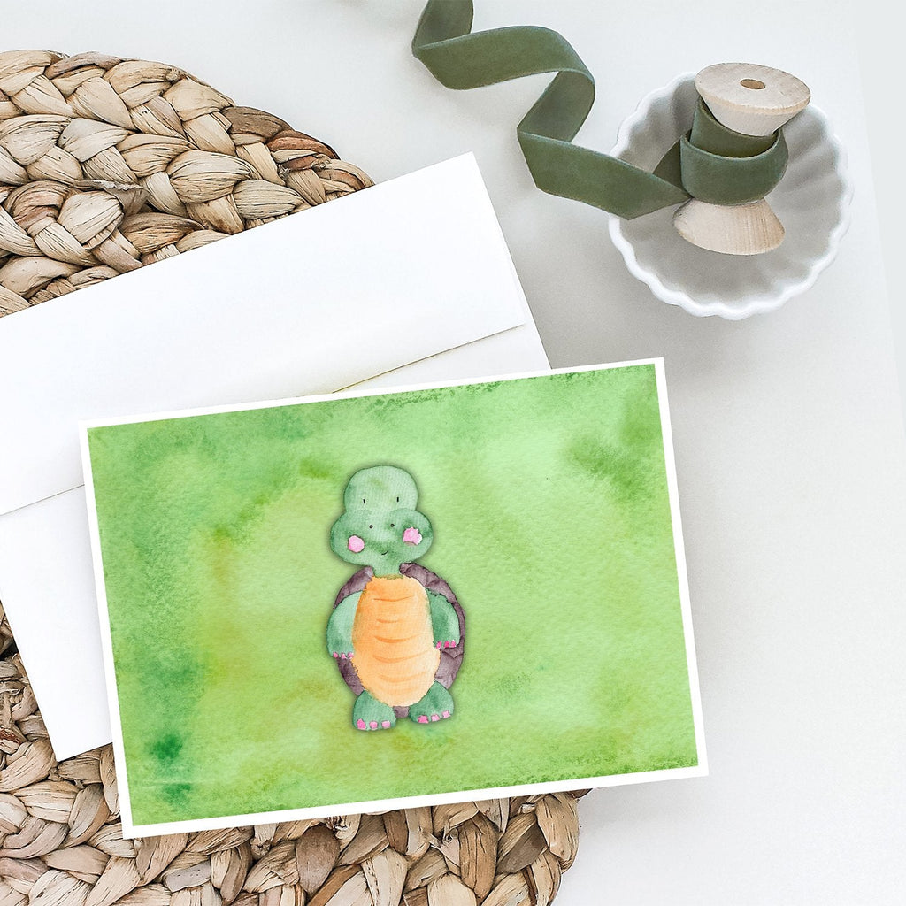 Turtle Watercolor Greeting Cards Pack of 8 Blank Cards with Envelopes Whimsical A7 Size 5x7