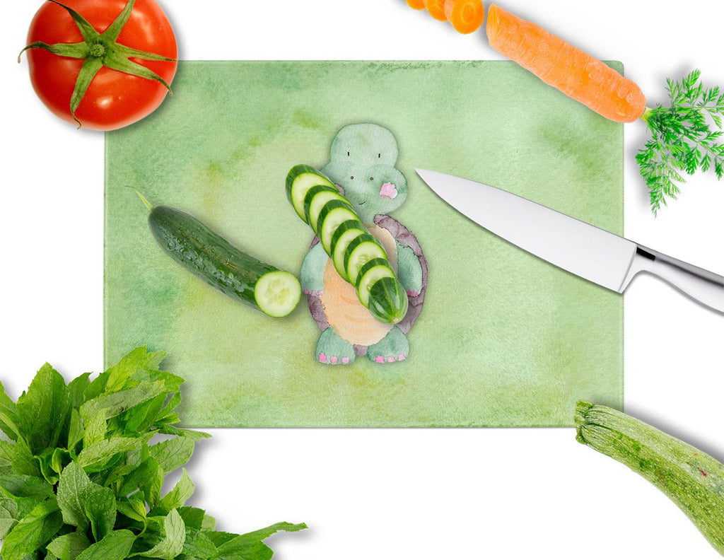 Turtle Watercolor Cutting Board Tempered Glass Kitchen Cutting Surface, Heat Resistant Chopping, Non-Slip Feet, Food Prep & Serving
