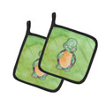 Turtle Watercolor Pot Holder Set of 2 Heat Resistant Quilted Hot Pads 7.5 x 7.5 Inch, Insulated Kitchen Trivets for Cooking & Baking
