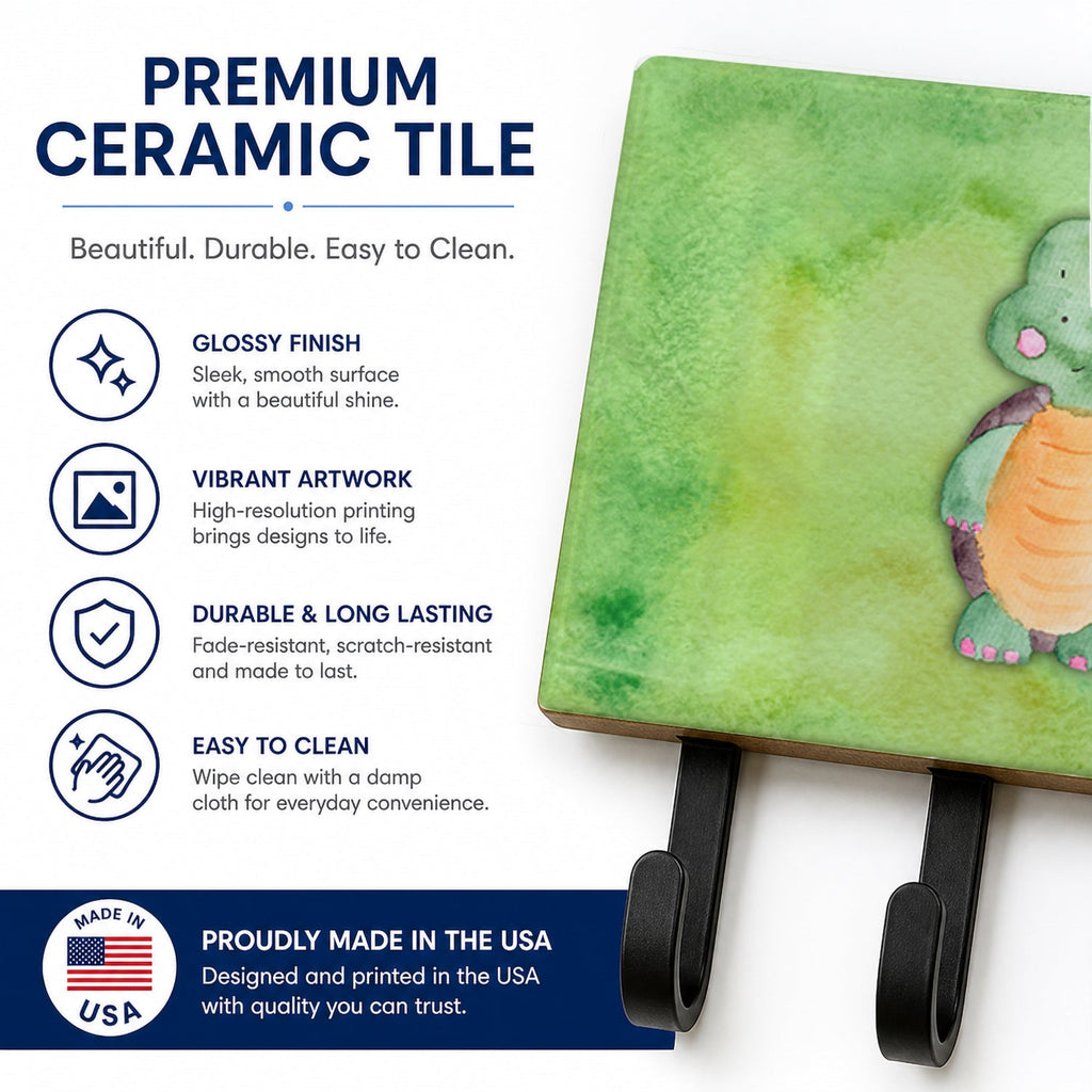 Turtle Watercolor Leash or Key Holder Wall Hooks, Coat Rack Wall Mount, for Hanging Keys, Towels, Aprons, Leashes