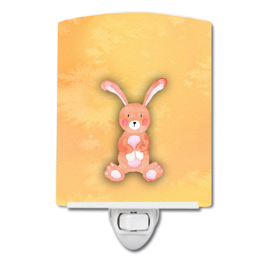 Rabbit Watercolor Ceramic Night Light Compact, UL-Certified, Ideal for Bedroom, Bathroom, Nursery, Hallway, Kitchen, 6x4x3, Multicolor