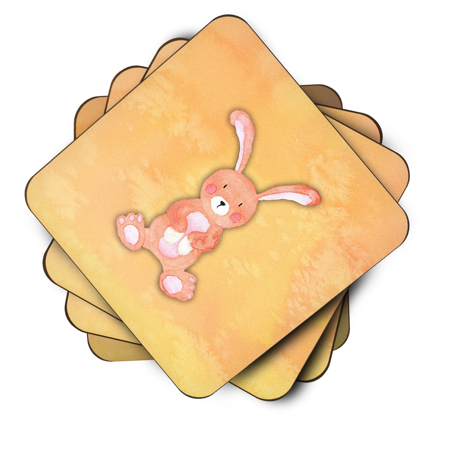 Rabbit Watercolor Foam Coasters Set of 4 Cup Coasters for Indoor Outdoor, Tabletop Protection, Anti Slip, Mouse pad Material
