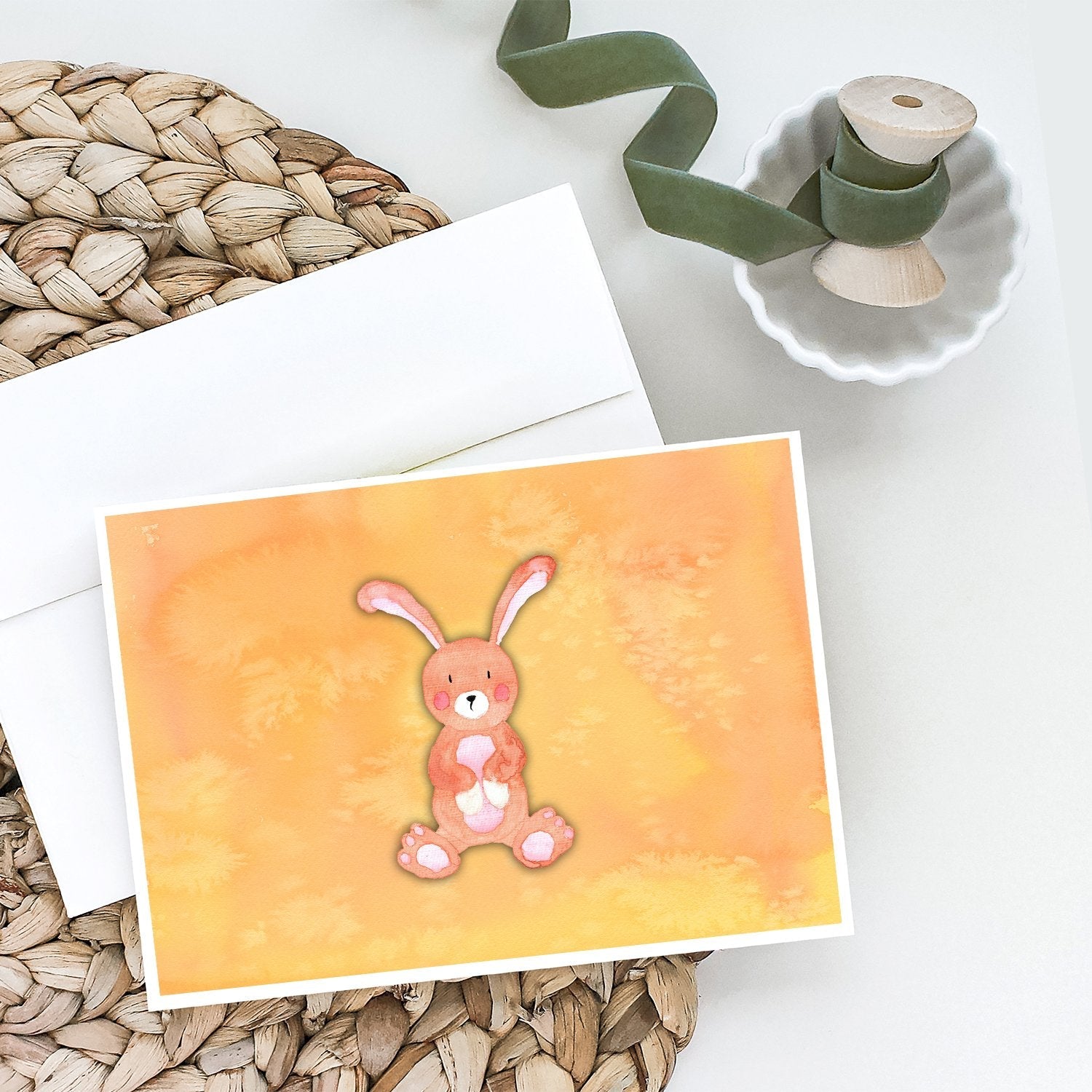 Rabbit Watercolor Greeting Cards Pack of 8 Blank Cards with Envelopes Whimsical A7 Size 5x7