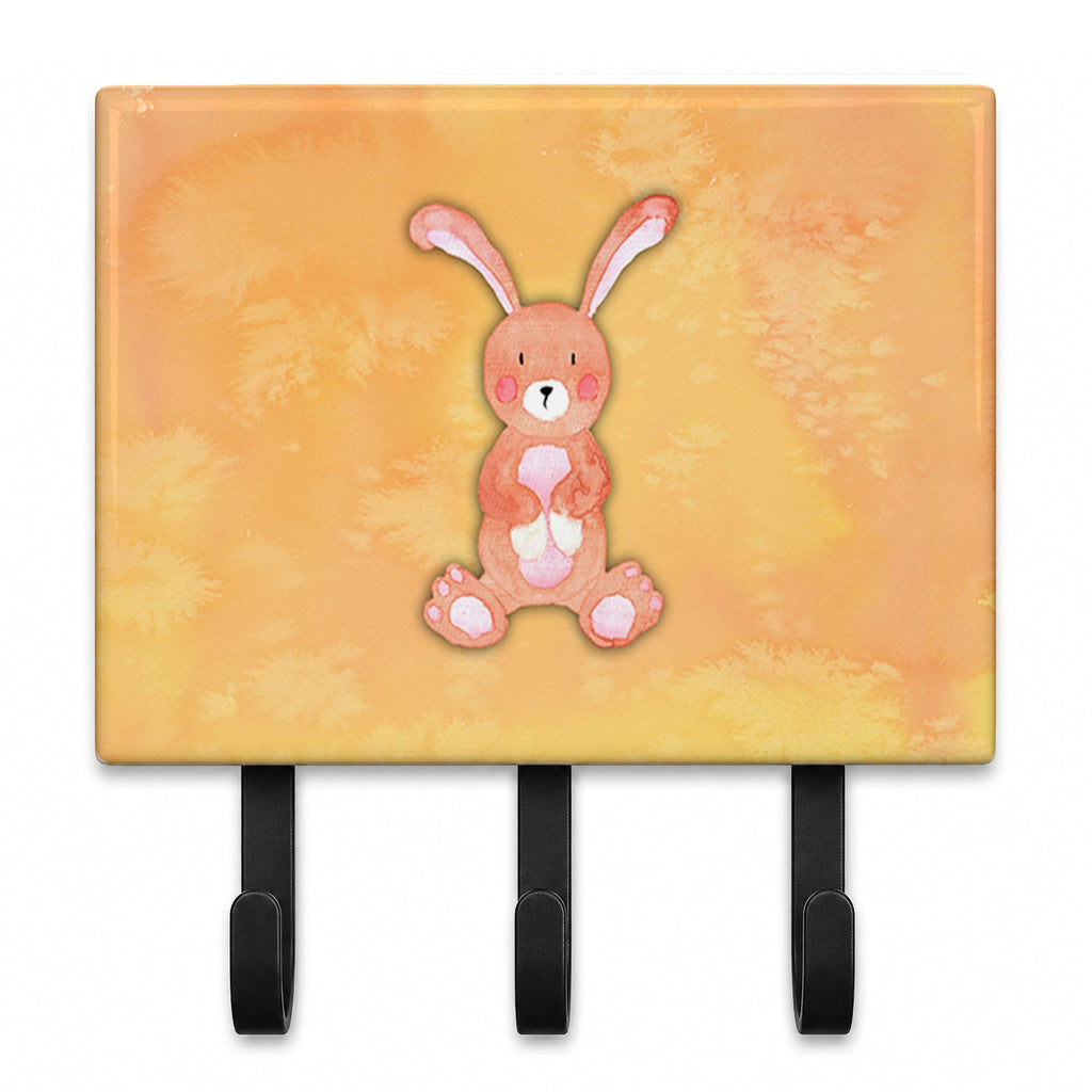 Rabbit Watercolor Leash or Key Holder Wall Hooks, Coat Rack Wall Mount, for Hanging Keys, Towels, Aprons, Leashes