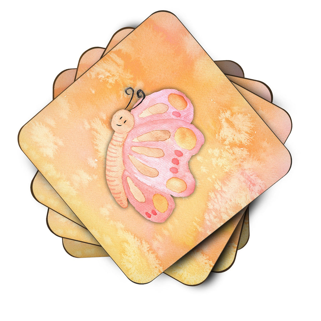 Butterfly Watercolor Foam Coasters Set of 4 Cup Coasters for Indoor Outdoor, Tabletop Protection, Anti Slip, Mouse pad Material