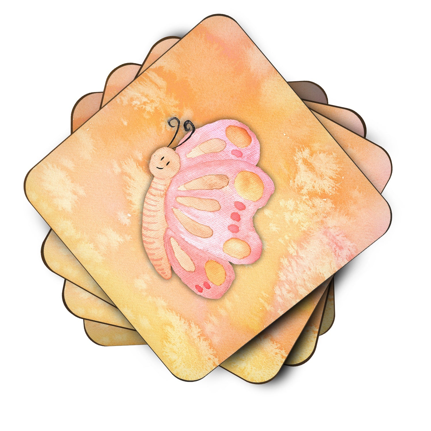 Butterfly Watercolor Foam Coasters Set of 4 Cup Coasters for Indoor Outdoor, Tabletop Protection, Anti Slip, Mouse pad Material