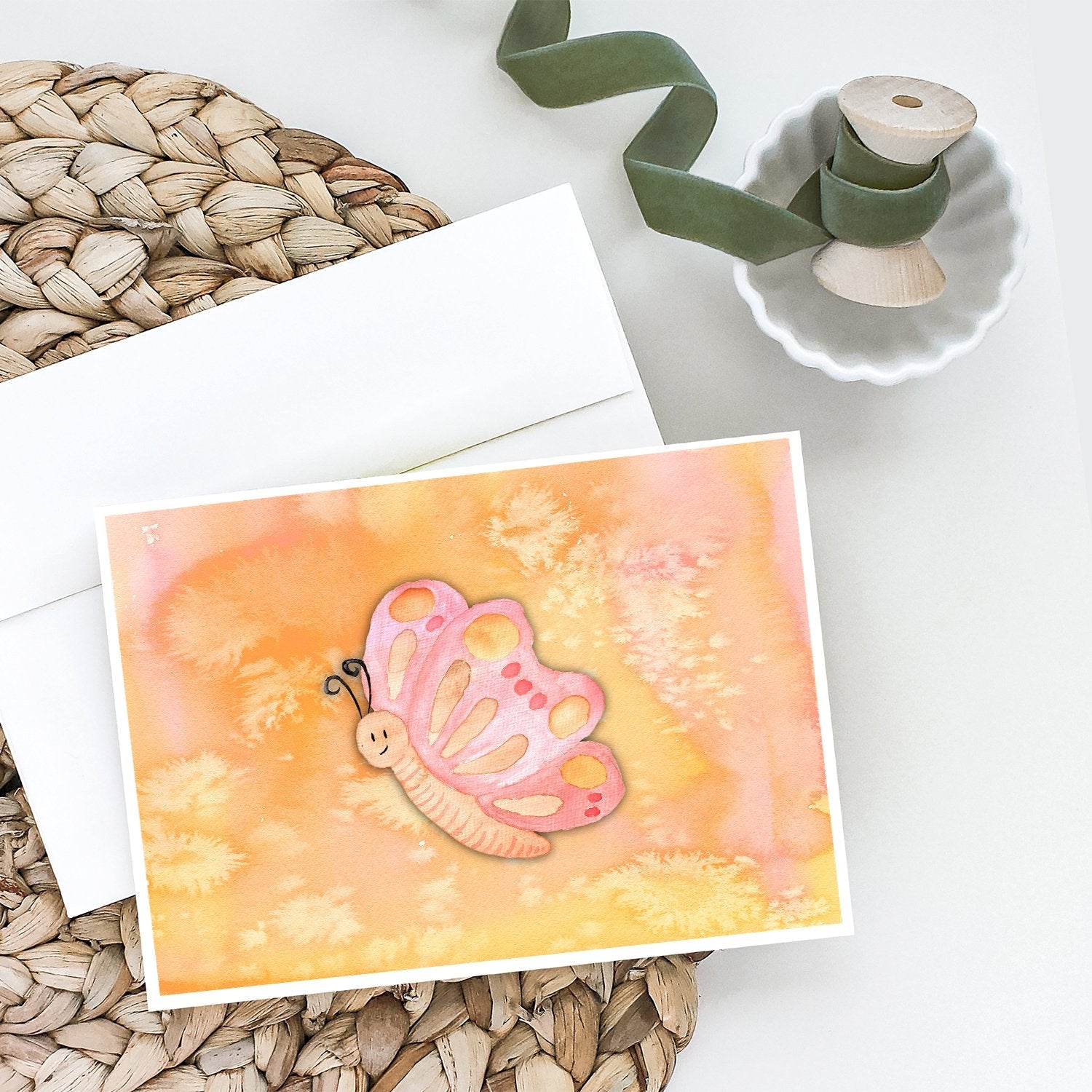 Butterfly Watercolor Greeting Cards Pack of 8 Blank Cards with Envelopes Whimsical A7 Size 5x7
