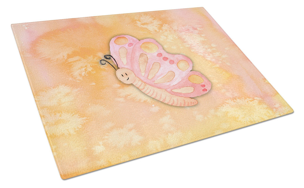 Butterfly Watercolor Cutting Board Tempered Glass Kitchen Cutting Surface, Heat Resistant Chopping, Non-Slip Feet, Food Prep & Serving