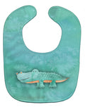 Alligator Watercolor Baby Bib Easy-Clean Baby Bib Baby Feeding Accessory Baby Mealtime Essential, 10 x 13, Multicolor