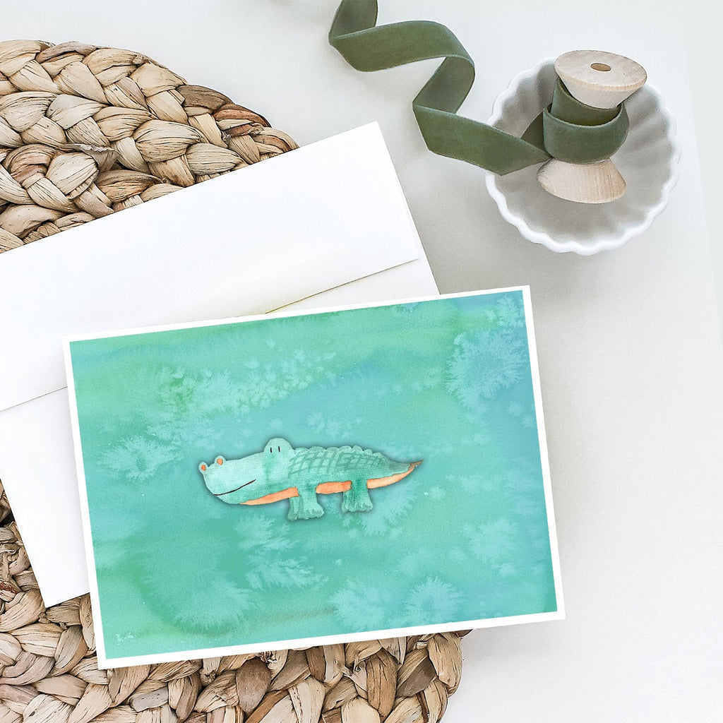 Alligator Watercolor Greeting Cards Pack of 8 Blank Cards with Envelopes Whimsical A7 Size 5x7