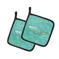 Alligator Watercolor Pot Holder Set of 2 Heat Resistant Quilted Hot Pads 7.5 x 7.5 Inch, Insulated Kitchen Trivets for Cooking & Baking