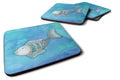 Blue Fish Watercolor Foam Coasters Set of 4 Cup Coasters for Indoor Outdoor, Tabletop Protection, Anti Slip, Mouse pad Material