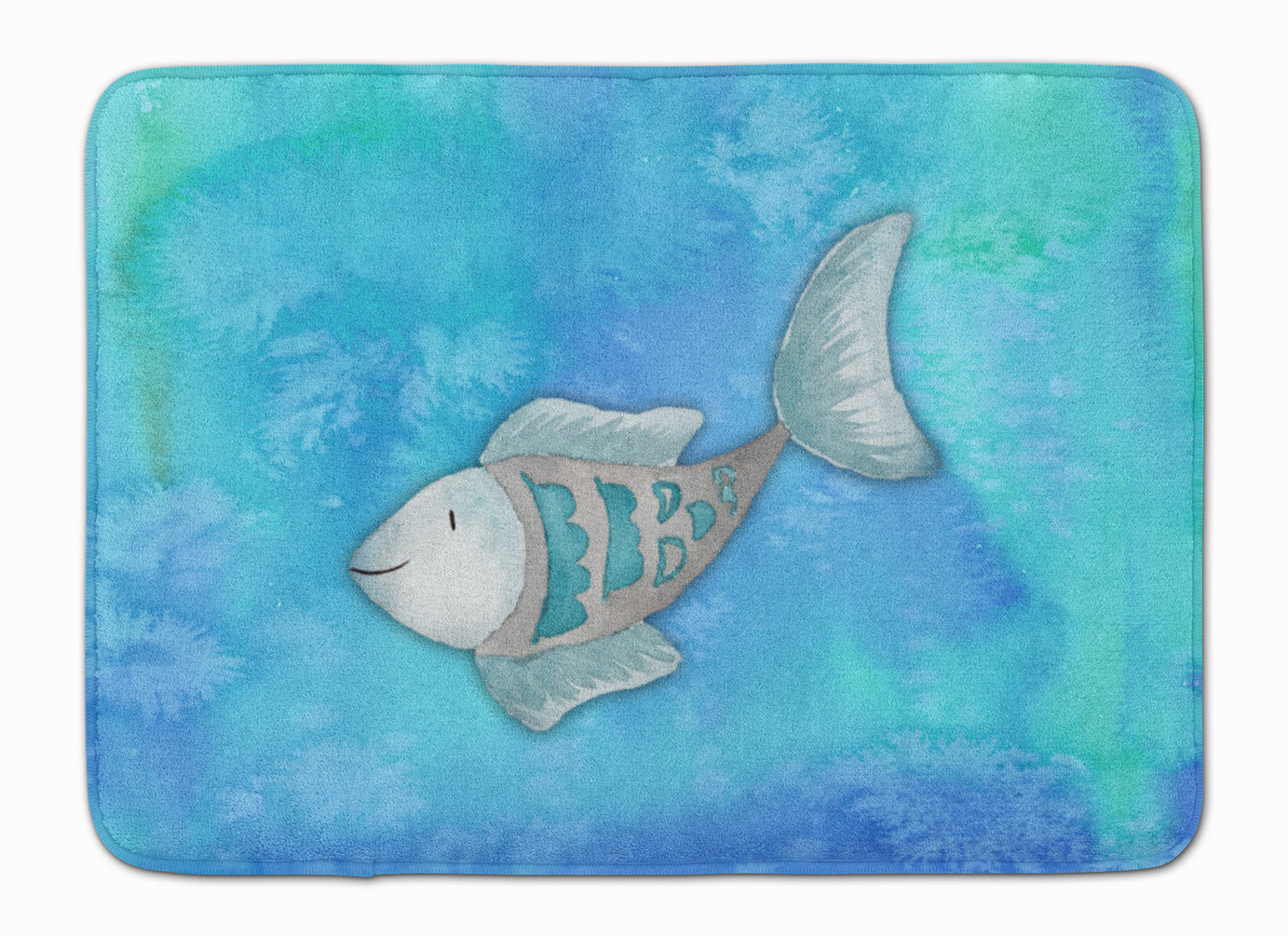 Blue Fish Watercolor Memory Foam Kitchen Mat Machine Washable Anti-Fatigue Cushion Comfort Bath or Kitchen Rug