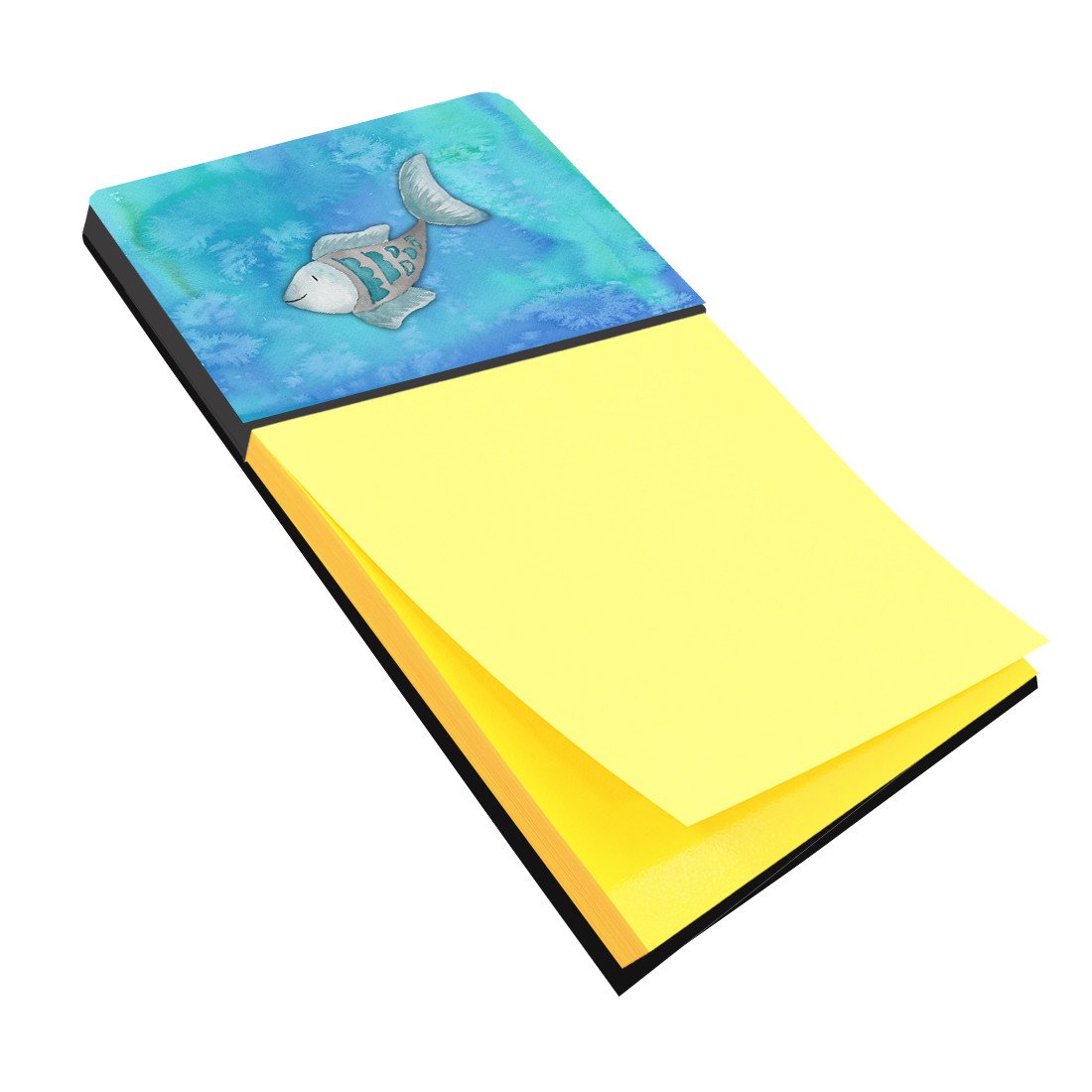 Blue Fish Watercolor Watercolor Sticky Note Holder Refillable Dispenser Desk Accessory 3x3 Pad Gift