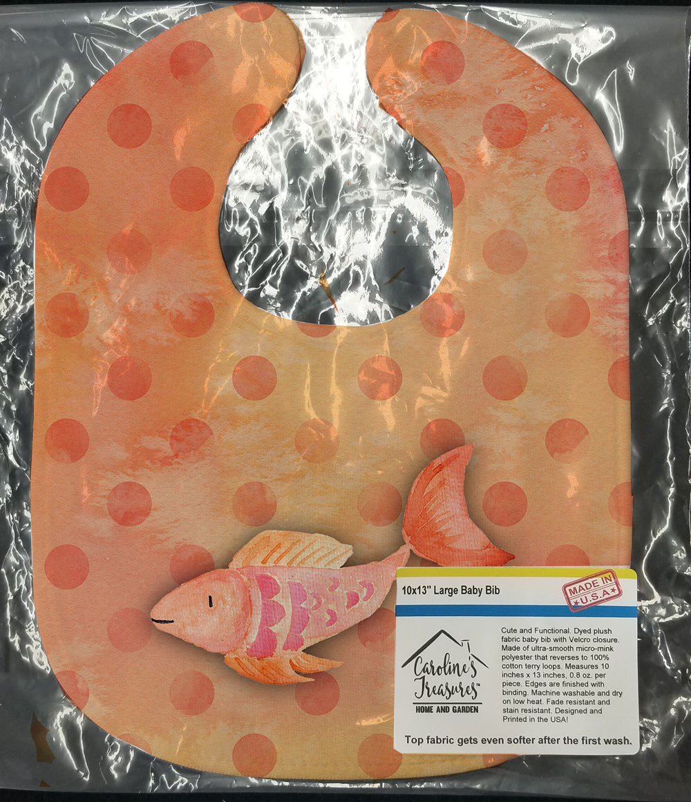 Orange Fish Watercolor Baby Bib Easy-Clean Baby Bib Baby Feeding Accessory Baby Mealtime Essential, 10 x 13, Multicolor