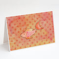 Orange Fish Watercolor Greeting Cards Pack of 8 Blank Cards with Envelopes Whimsical A7 Size 5x7