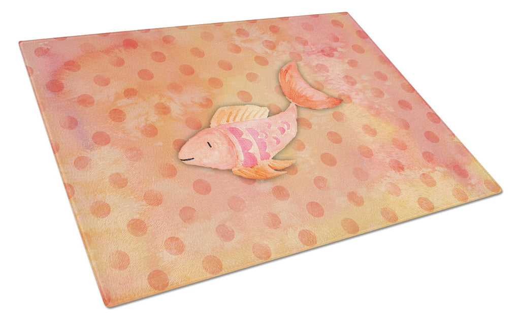 Orange Fish Watercolor Cutting Board Tempered Glass Kitchen Cutting Surface, Heat Resistant Chopping, Non-Slip Feet, Food Prep & Serving